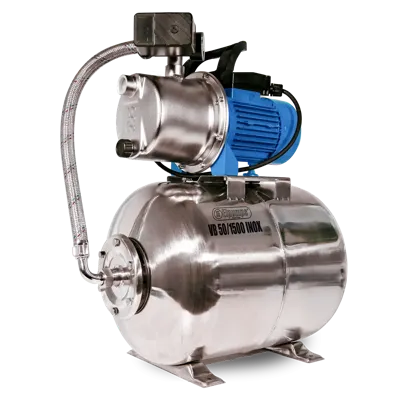 VB 50/1500 INOX Hydrofoorpomp, met INOX waaier, pompbehuizing en drukvat, 1500 W, 6,300 l/h, 4,8 bar, 50 L