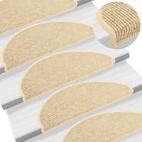 Trapmatten zelfklevend 15 st sisal-look 65x21x4 cm beige