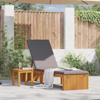 Ligstoel met kussen Bruin 200 x 55 x 94cm Massief acaciahout