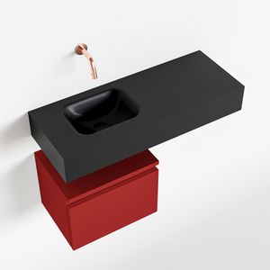Toiletmeubel Mondiaz Andor | 80 cm | Meubelkleur Fire | Lex vrijhangend wastafel Urban Links | Zonder kraangat