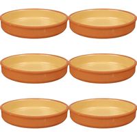 6x stuks tapas/hapjes serveren/oven schaal terracotta/geel 23 x 4 cm - thumbnail