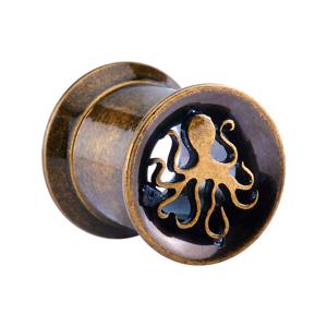 Double Flared Tunnel met Octopus Design Chirurgisch staal 316L Tunnels & Plugs