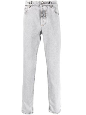 Brunello Cucinelli jean cigarette à taille mi-haute - Gris
