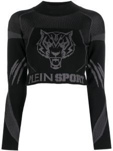 Plein Sport haut crop en jacquard à manches longues - Noir