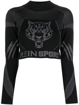 Plein Sport haut crop en jacquard à manches longues - Noir