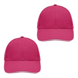 Baseball cap van 100% katoen - 2x - Roze - voor volwassenen - petjes