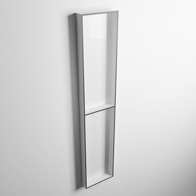 MONDIAZ EASY Nis 89,5x29,5cm in solid surface kleur DarkGrey | Talc. 2 vakken geschikt voor in- of opbouw