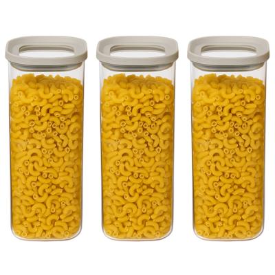 5Five Voorraadpot - 3x - keuken/voedsel - glas - 1600 ml - luchtdichte deksel - transparant/beige