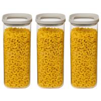 5Five Voorraadpot - 3x - keuken/voedsel - glas - 1600 ml - luchtdichte deksel - transparant/beige