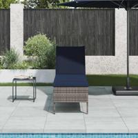 Ligstoel met kussen grijs 55x200x44cm polyrotan