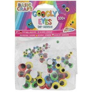 Wiebelogen - 100x - gekleurd - zelfklevend - plak oogjes/googly eyes   -