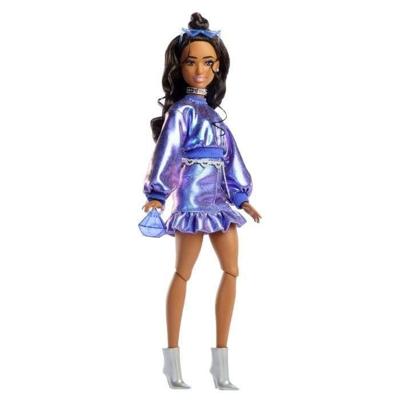 Barbie - Deluxe Style Pop - Metallic Blauwe Top en Rok - Brunette - Barbie - JFP42