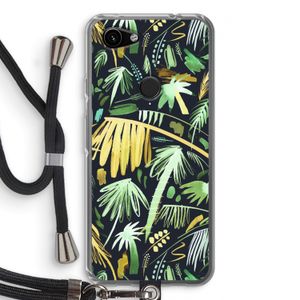 Tropical Palms Dark: Pixel 3a Transparant Hoesje met koord