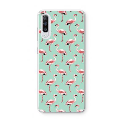 Flamingoprint groen: Samsung Galaxy A70 Transparant Hoesje