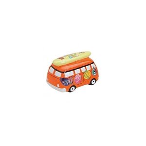 Kado spaarpot vakantie bus16 cm oranje