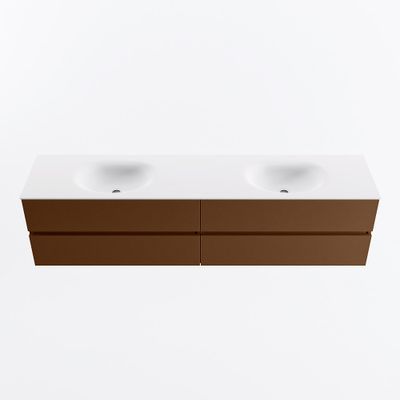 MONDIAZ VICA 200cm badmeubel onderkast Rust 4 lades. Wastafel MOON dubbel 2 kraangaten, kleur Talc.