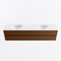 MONDIAZ VICA 200cm badmeubel onderkast Rust 4 lades. Wastafel MOON dubbel 2 kraangaten, kleur Talc.