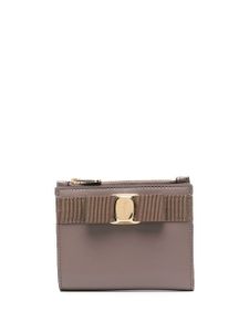 Ferragamo portefeuille pliant à nœud Vara - Marron