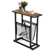 Industriële Bijzettafel 2-Laags Slanke Banktafel 48 x 18 x 54,5 cm Bruin + Zwart
