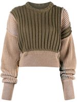 MM6 Maison Margiela patchwork chunky ribbed-knit jumper - Vert - thumbnail