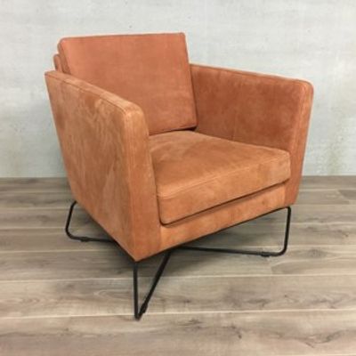 Leren fauteuil met kruisframe - oranje leer - Echt leer, Modern, ontdek de vele Leersoorten en Kleuren bij ShopX