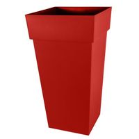 Bloempot Toscane vierkant kunststof rood L43 x B43 x H80 cm   -