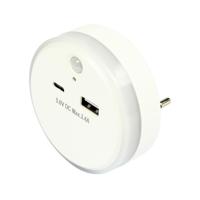 LED nachtlampje - draadloos - met USB A en C - warm wit - dag/nacht + PIR sensor