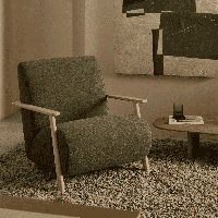 Kave Home Fauteuil 'Meghan' Chenille, kleur Groen/Naturel