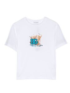 Dolce & Gabbana Kids t-shirt à logo brodé - Blanc