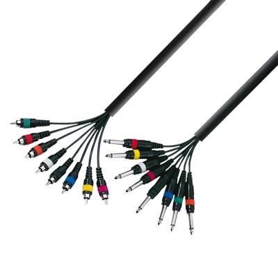 Adam Hall 3 Star L8 PC 0300 multikabel 8 x Jack TS naar 8 x RCA 3 m