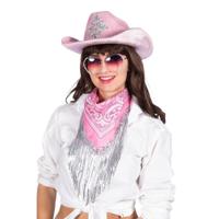 Cowboy hoed met strasssteentjes pink