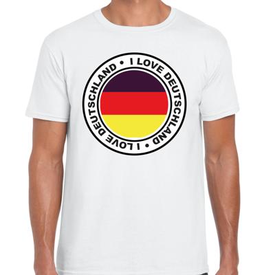 Verkleed T-shirt voor heren - I Love Duitsland - wit - voetbal supporter - themafeest