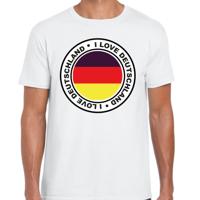 Verkleed T-shirt voor heren - I Love Duitsland - wit - voetbal supporter - themafeest