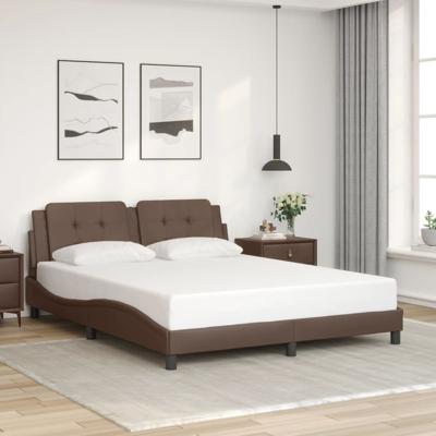 Bedframe met hoofdbord kunstleer bruin 160x200 cm