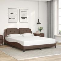 Bedframe met hoofdbord kunstleer bruin 160x200 cm