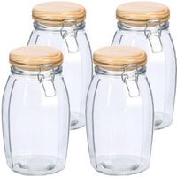 Voorraadpotten/bewaarpotten - 4x - 1.85L - glas - met beugelsluiting - D13 x H23 cm