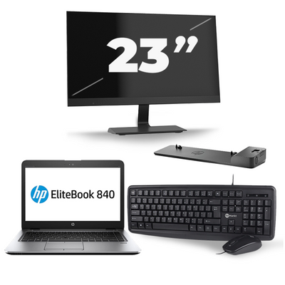 HP EliteBook 840 G3 - Intel Core i5-6e Generatie - 14 inch - 8GB RAM - 256GB SSD - Windows 11 + 1x 23 inch Monitor