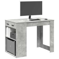 Bureau met lade en plank 102x62x77,5 cm bewerkt hout betongrijs