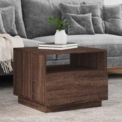 Salontafel met LED-verlichting 50x49x40 cm bruin eikenkleur