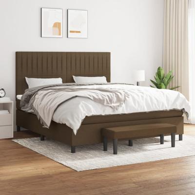 Boxspring met matras stof donkerbruin 160x200 cm