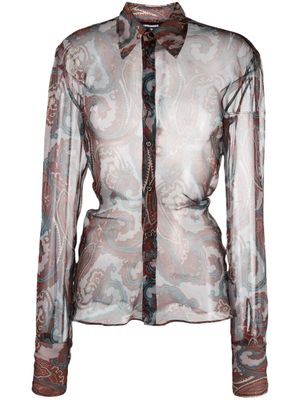 DSQUARED2 chemise transparente à motif cachemire - Marron