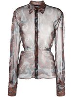 DSQUARED2 chemise transparente à motif cachemire - Marron