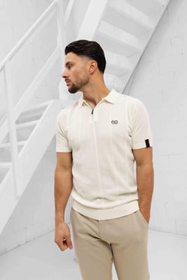 Quotrell Couture Cruz Knitted Polo Heren Wit/Zwart - Maat S - Kleur: Wit | Soccerfanshop