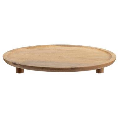 Dienblad Siem - naturel - mangohout - 3,5xØ35 cm - Leen Bakker