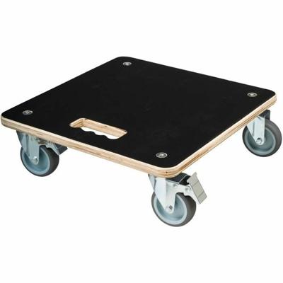 Standaard voor bloempot met wielen Nature Zwart Hout 38 x 38 cm