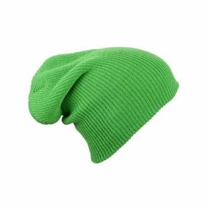 Basic beanie muts lang limegroen voor dames