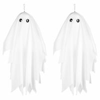 Set van 2x stuks hangende horror decoratie spook 48 cm met beweging en geluid