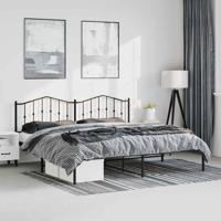 Bedframe met hoofdbord metaal zwart 193x203 cm