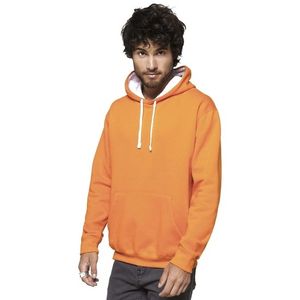 Oranje/witte heren truien/sweaters met hoodie/capuchon 2XL (44/56)  -