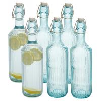 Secret de Gourmet Beugelfles / Weckfles - 6x - blauw glas - luchtdicht - 1 liter - waterfles